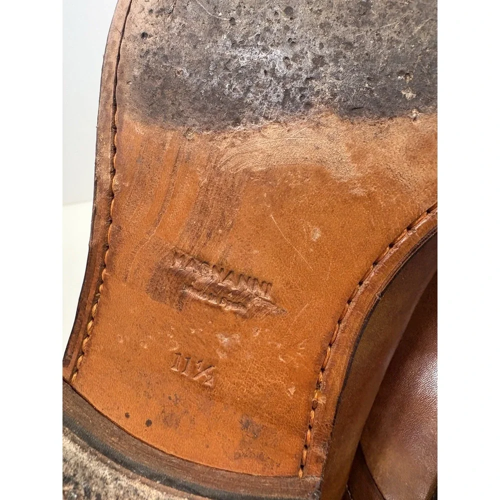 Magnanni Merrion Cognac Brown Leather Derby Dress Shoes Men's Size 11.5